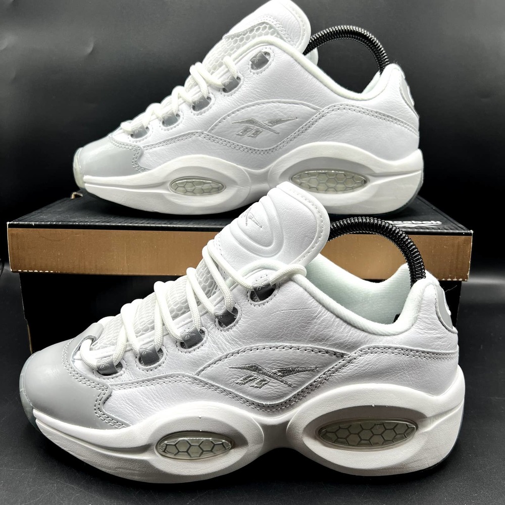 NEW Reebok Question Low Sneakers Shoes Size 6.5Y/ 8 Women's White Silver GY5601